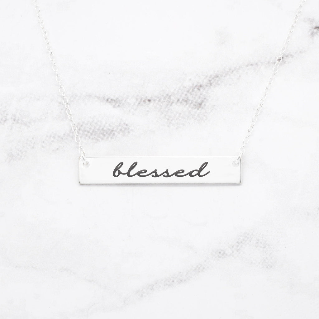 Blessed Necklace - Sterling Silver Bar Necklace