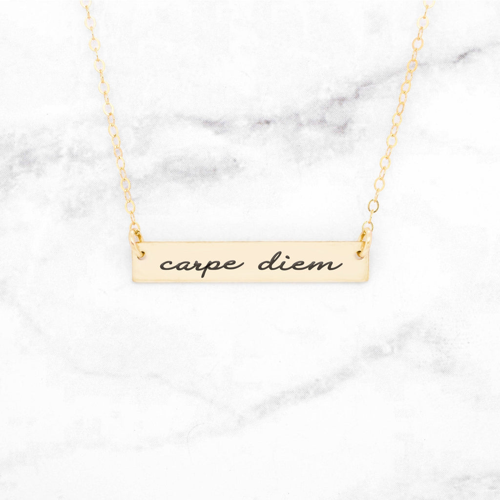 Carpe Diem Necklace - Gold Quote Necklace