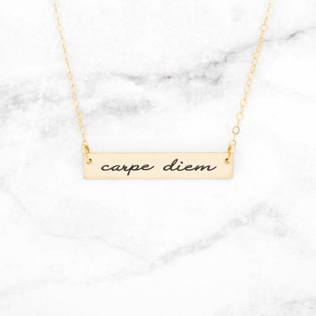 Carpe Diem Necklace - Gold Quote Necklace