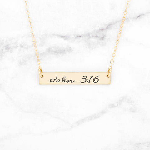 Isaiah 41:10 Necklace - Gold Bar Necklace