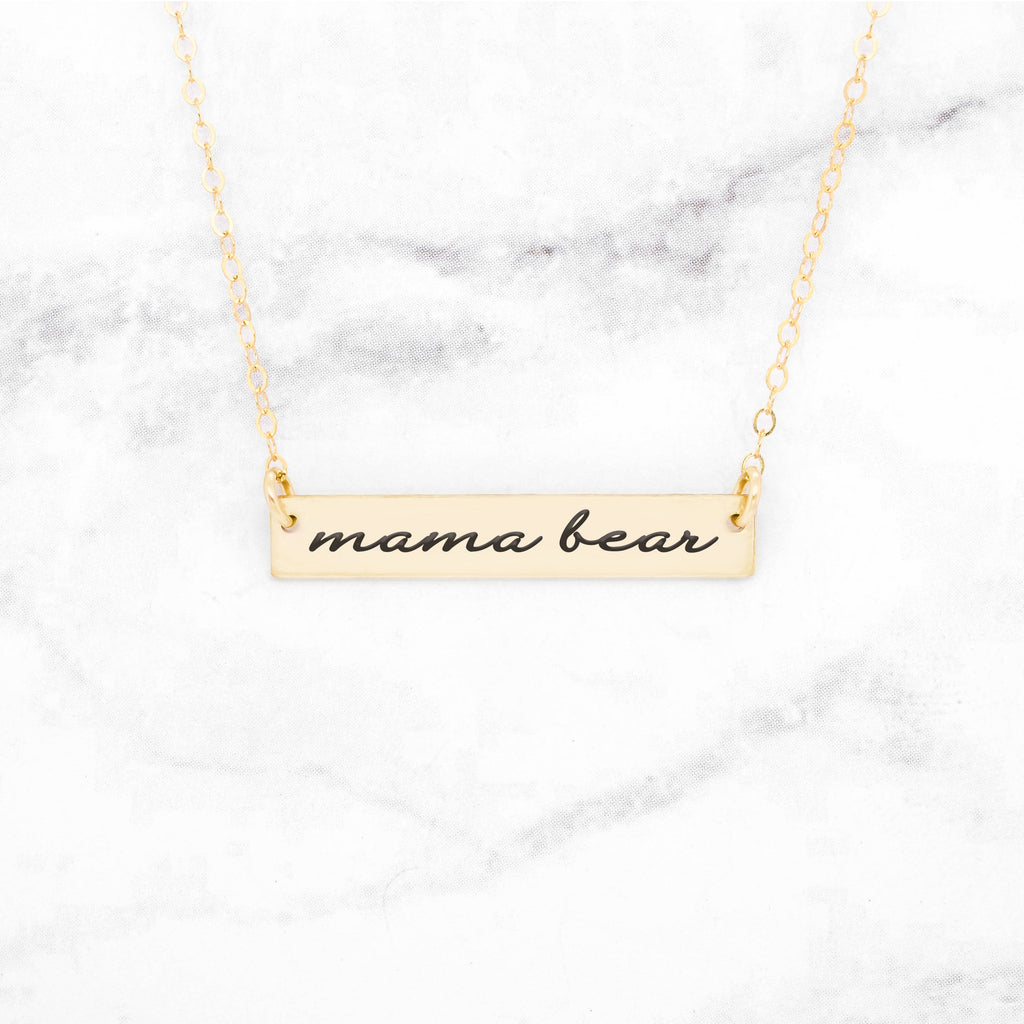 Mama Bear Bar Necklace - Sterling Silver