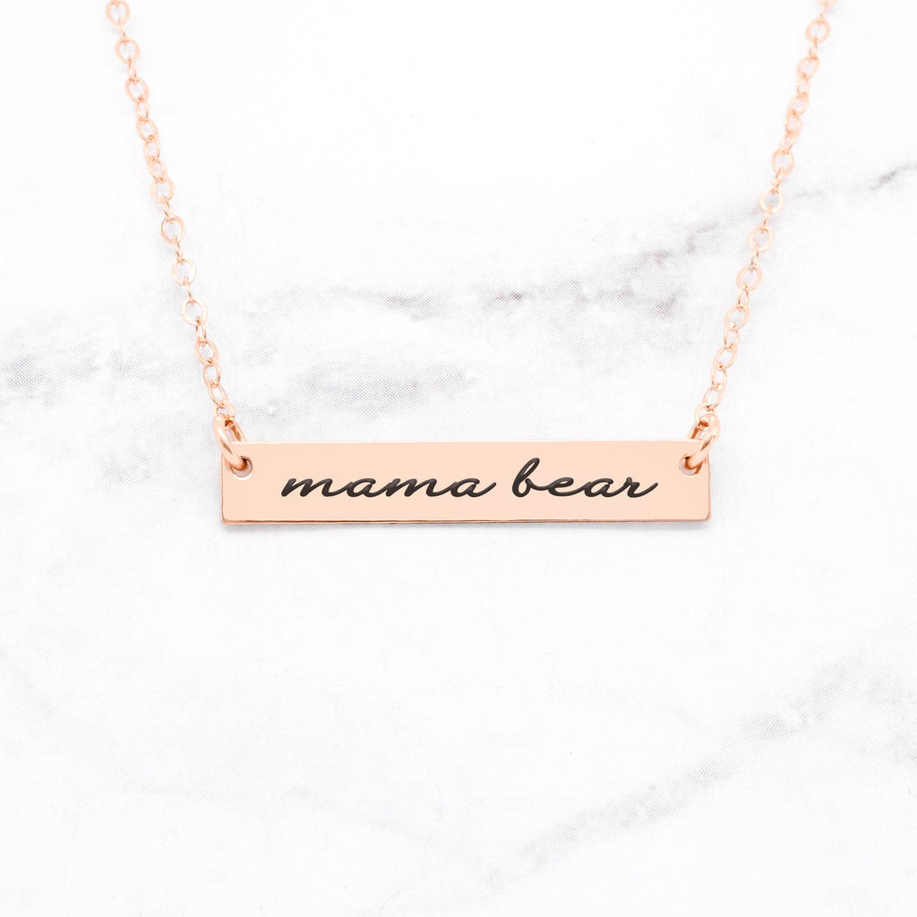 Mama Bear Bar Necklace - Gold