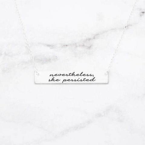 Be Still Necklace - Sterling Silver Quote Bar Necklace