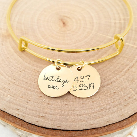 Personalized Gold Bangle - Anniversary Bracelet