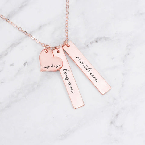 Personalized Mom Necklace- Kids Name Necklace With Birthstones