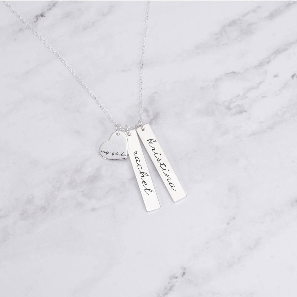 Personalized Mom Necklace - Sterling Silver My Girls Necklace