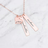 Personalized Necklace For Mom - Rose Gold Necklace With Kids Names