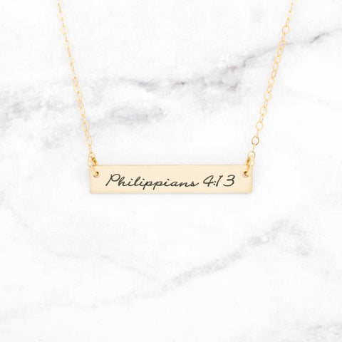 Matthew 25:21 Necklace - Sterling Silver Bar Necklace