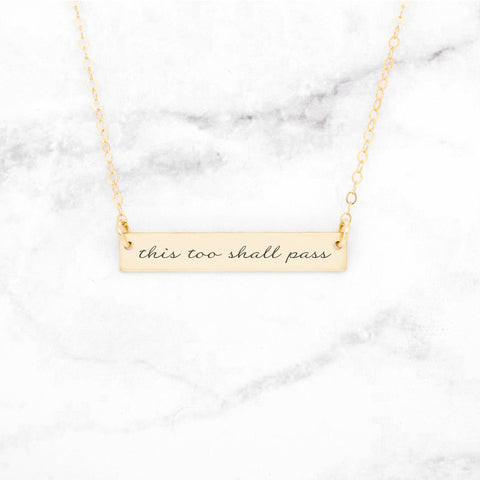 Strength - Gold Quote Bar Necklace