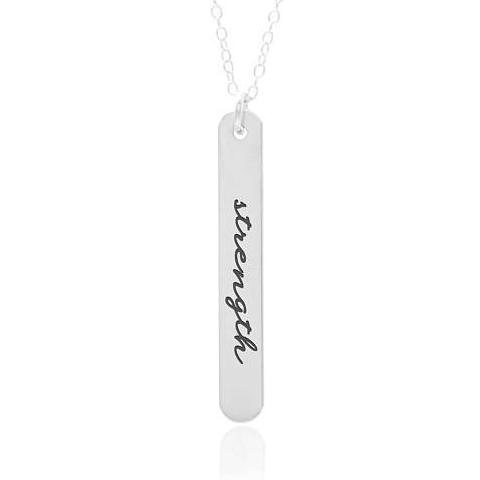 Strength - Vertical Bar Necklace - Sterling Silver