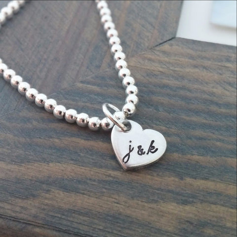 Heart Charm Personalized Initial Necklace