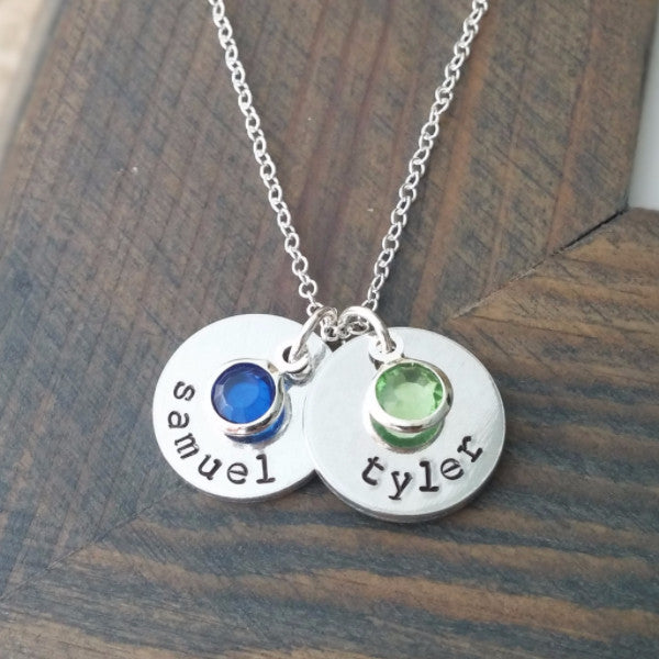 Personalized Necklace with Kids Names and Birthstones