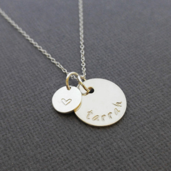 Personalized Initial Small and Large Disc Necklace