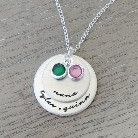 Birth Flower Necklace - Dainty Oval Pendant With Birthstone