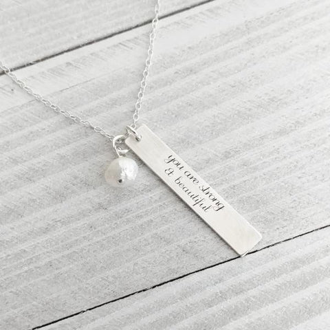 Personalized Mom Necklace- Kids Name Necklace With Birthstones