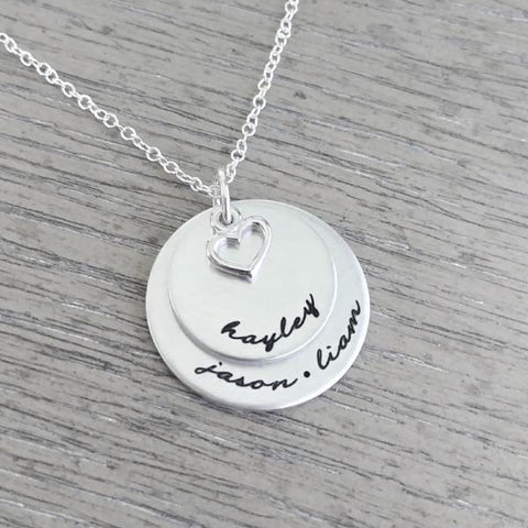 Personalized Mom Necklace- Kids Name Necklace With Birthstones