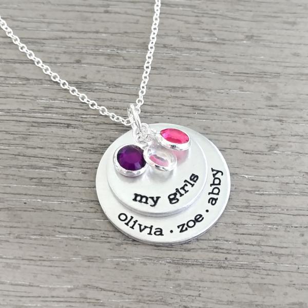 My Girls Necklace with Birthstones