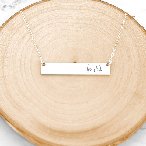 Birth Flower Necklace - Tiny Rectangle Tag With Birthstone