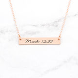 Bible Verse Necklace - Rose Gold Bar Necklace