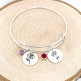 Birth Flower Bracelet With Birthstones