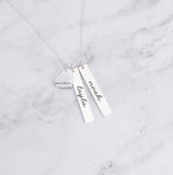 Nana Necklace or Mothers Necklace - Personalized Bar Necklace with Heart - Sterling silver, Gold, or Rose Gold