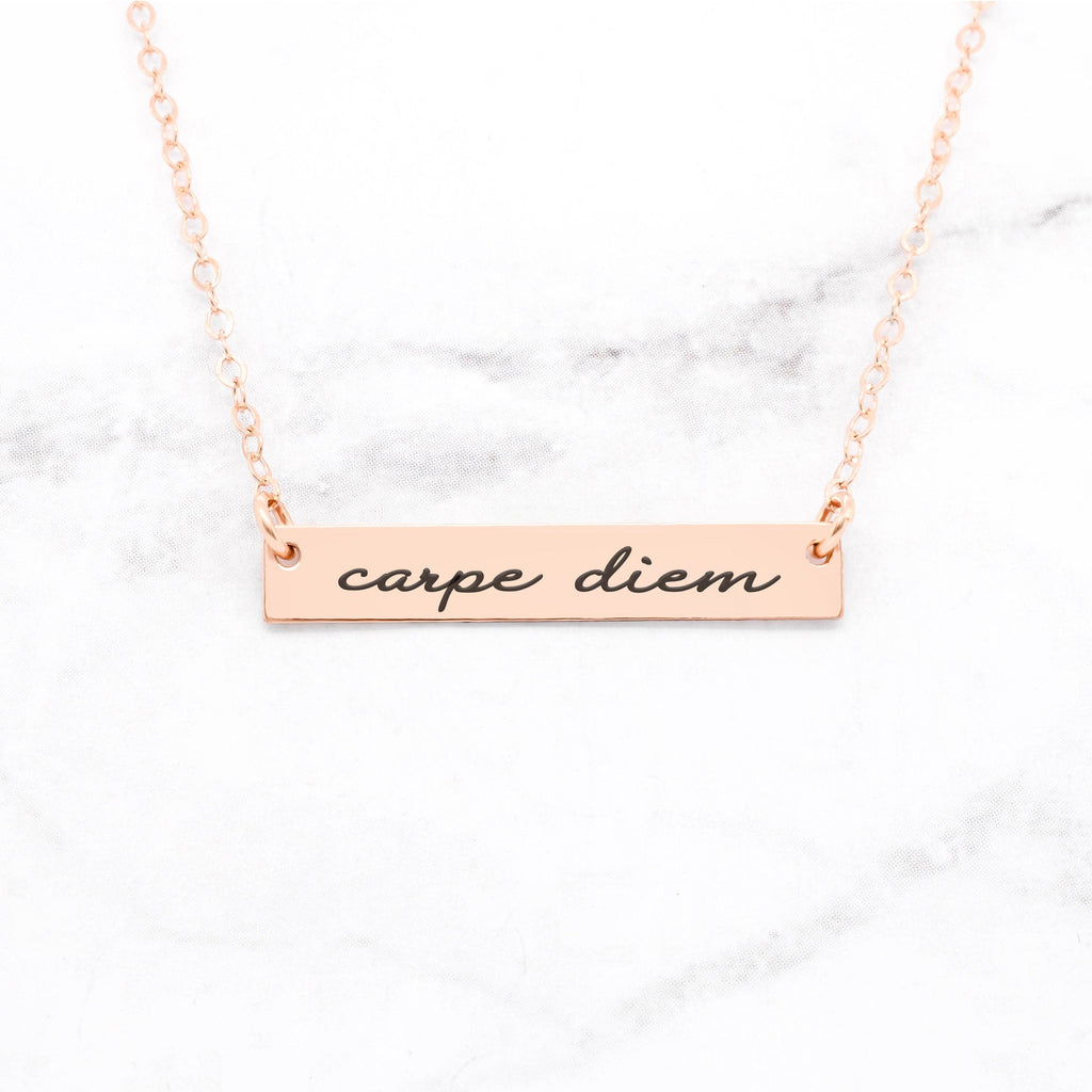 Carpe Diem Necklace - Rose Gold Quote Necklace