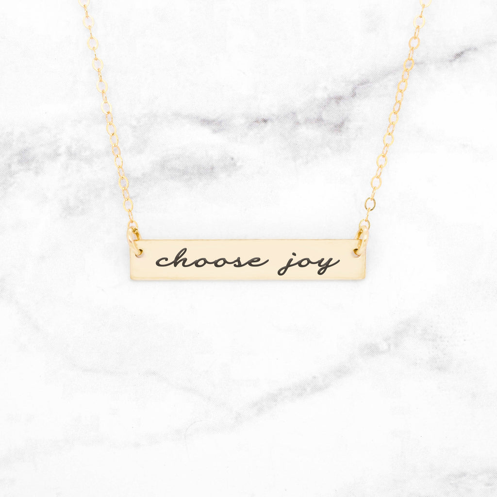 Choose Joy - Gold Quote Bar Necklace