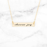 Choose Joy - Gold Quote Bar Necklace
