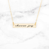 Choose Joy - Gold Quote Bar Necklace