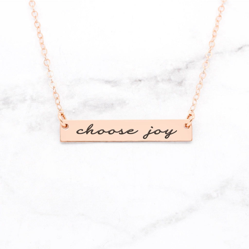 Choose Joy - Rose Gold Quote Bar Necklace