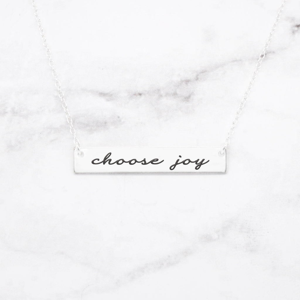 Choose Joy - Sterling Silver Quote Bar Necklace