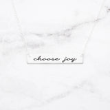 Choose Joy - Sterling Silver Quote Bar Necklace