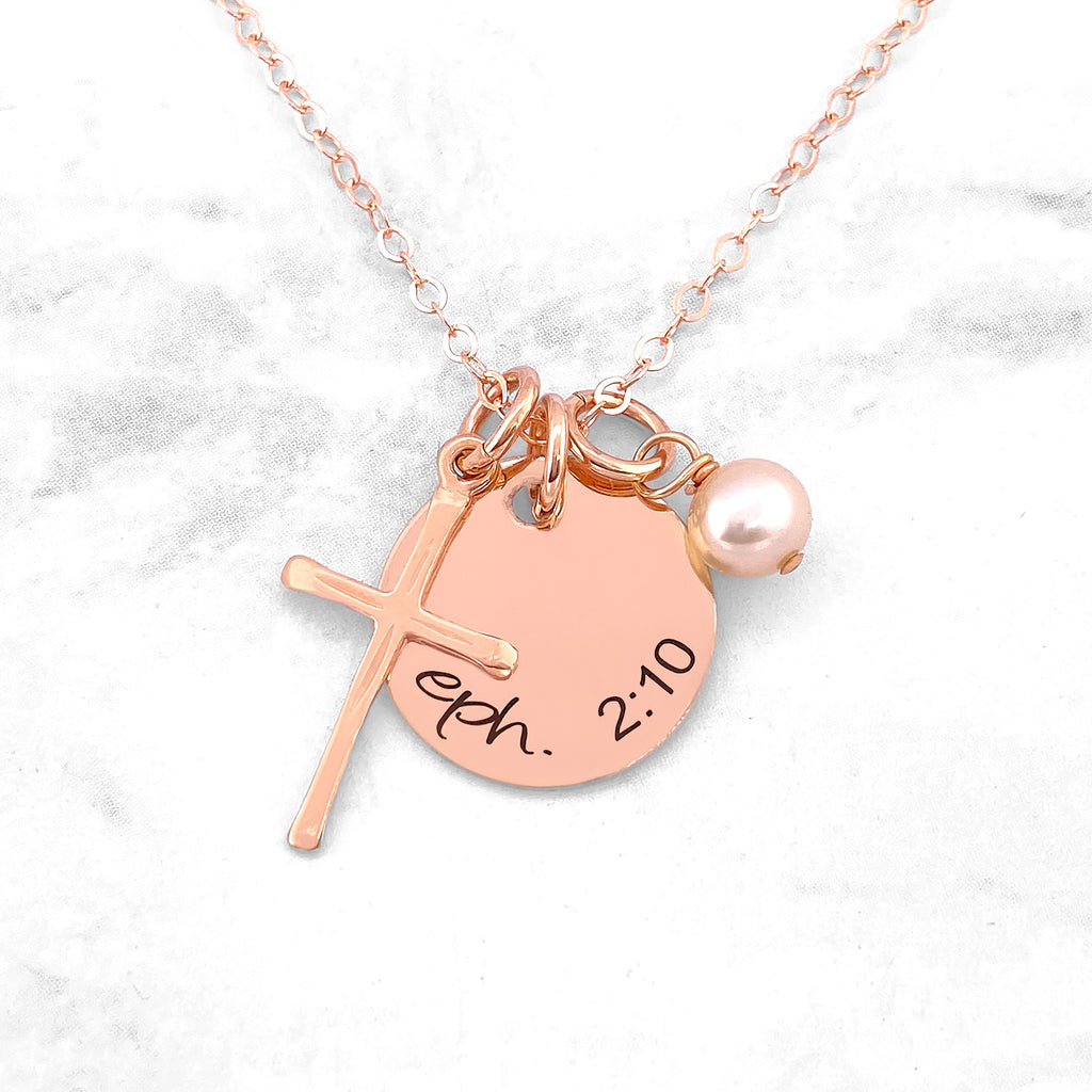 Cross Necklace with Custom Bible Verse