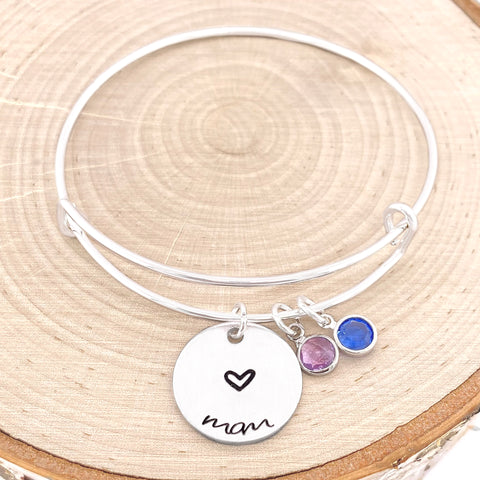 Personalized Silver Bangle - Custom Initial Bracelet