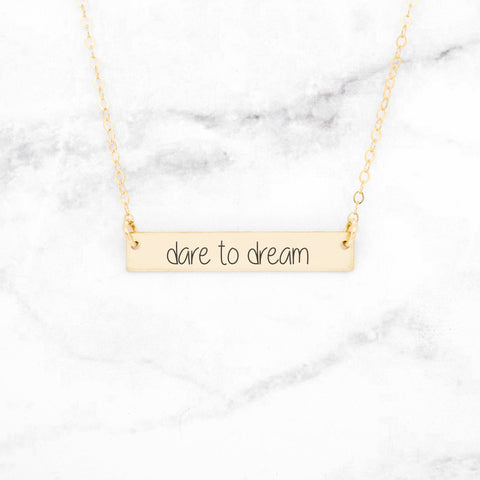 Be Still Necklace - Gold Quote Bar Necklace