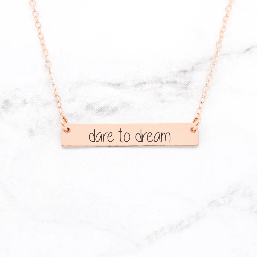 Dare To Dream - Rose Gold Bar Necklace