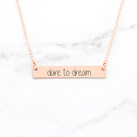 Be Still Necklace - Gold Quote Bar Necklace