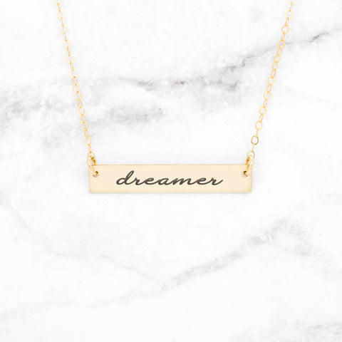 Dare To Dream - Sterling Silver Bar Necklace