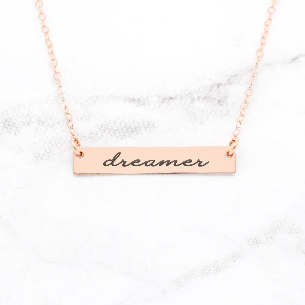 Dreamer Necklace - Rose Gold Bar Necklace