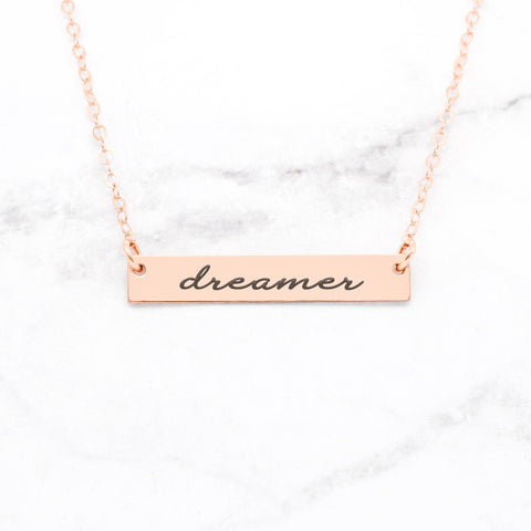 Strength - Sterling Silver Quote Bar Necklace