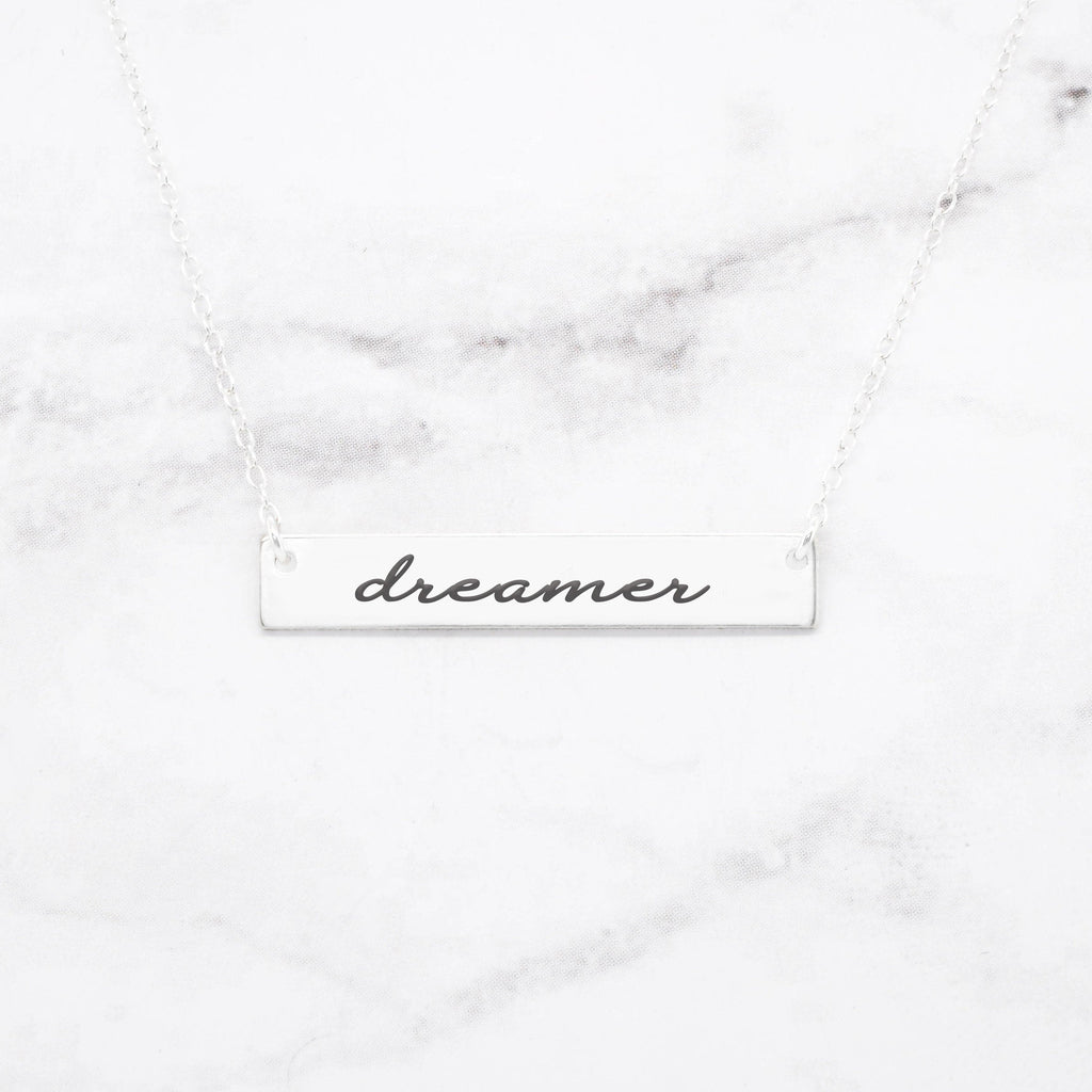 Dreamer Necklace - Sterling Silver Bar Necklace