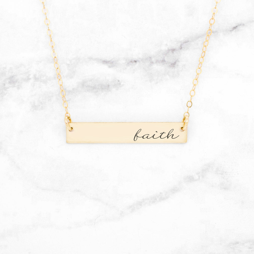 Faith Necklace - Gold Quote Bar Necklace