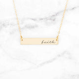 Faith Necklace - Gold Quote Bar Necklace