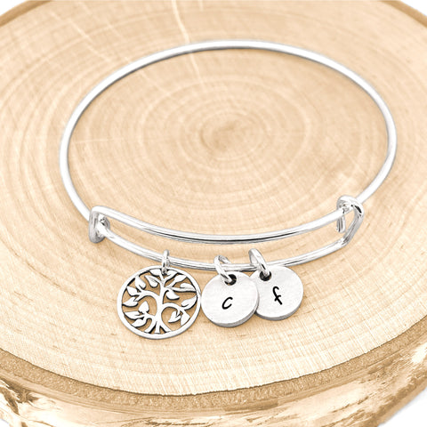 Personalized Bracelet with Hand Stamped Initial Discs