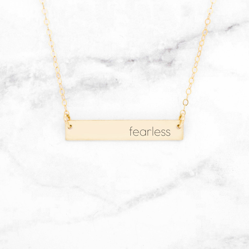 Fearless - Gold Quote Bar Necklace