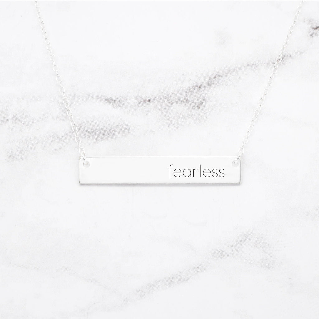 Fearless - Sterling Silver Quote Bar Necklace
