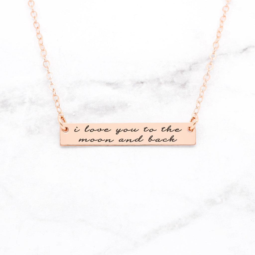 I Love You To The Moon and Back Necklace - Rose Gold