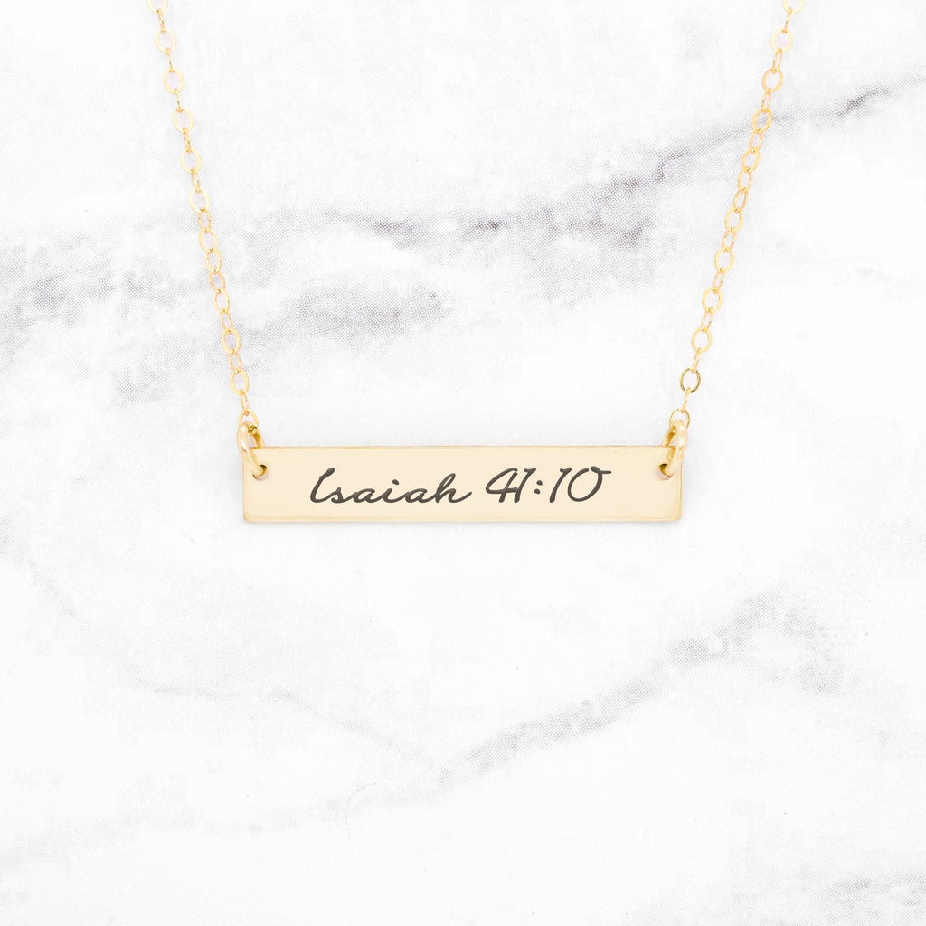 Isaiah 41:10 Necklace - Gold Bar Necklace