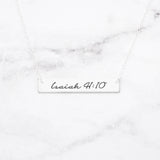 Isaiah 41:10 Necklace - Sterling Silver Bar Necklace