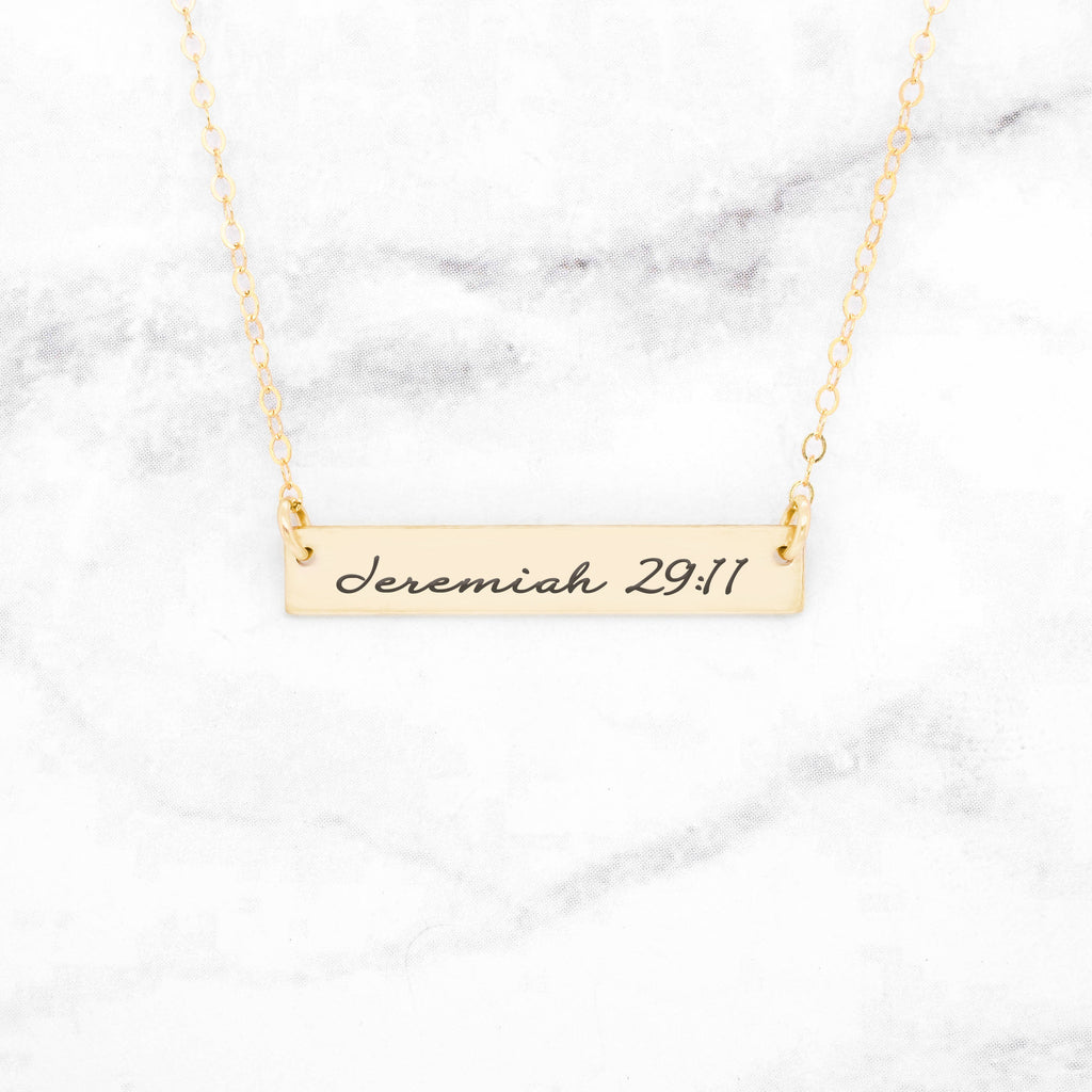 Jeremiah 29:11 Necklace - Gold Bar Necklace